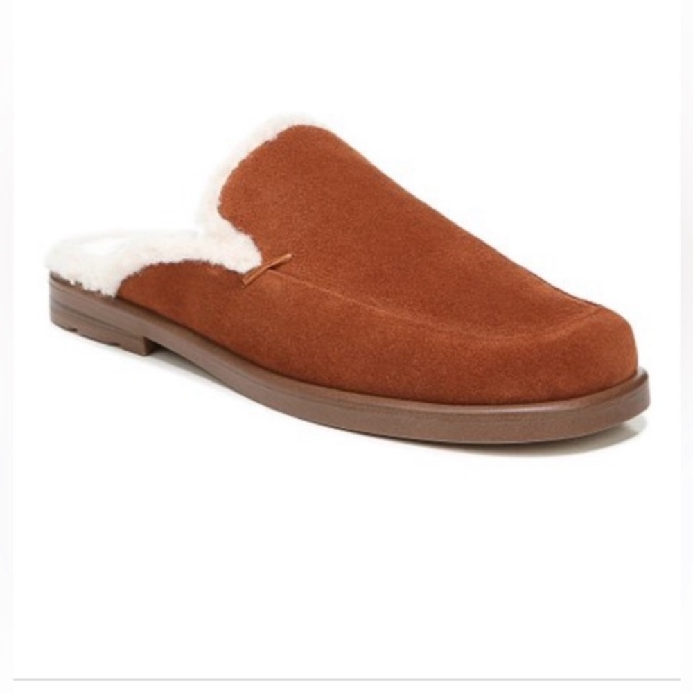 NIB Franco Sarto Barris Faux Shearling Suede Mules